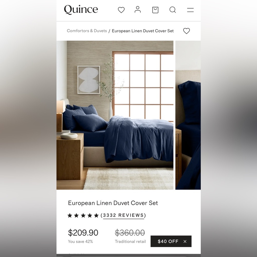 Quince European Linen Duvet Cover
